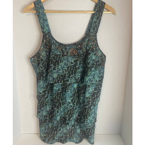 Lane Bryant Sleeveless Thick Strap Ruffle Tiered Colorful Tank Top Womens 16 - Picture 3 of 7